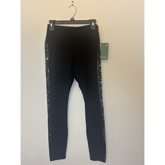 NWT Lysse Women's Black Sparkle Elastic Waist Pull-On Ankle Leggings Size Small - Picture 1 of 9